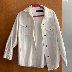 Zara white corduroy shacket